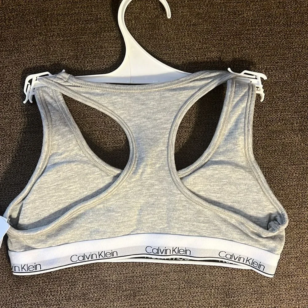 New Calvin Klein Girls Bralette Bundle of 2 - Size Medium 7/8 in Heather Grey